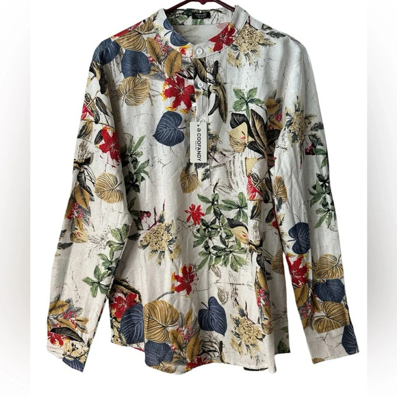 Coofandy Other - COOFANDY Men’s Unisex Floral Henley Neckline Long Sleeves Small Shirt BNWT